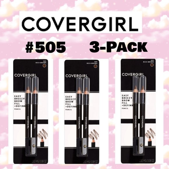 Covergirl Easy Breezy Brow Fill + Define Pencil Crayons #505 Rich Brown 3-Pack - Picture 1 of 6